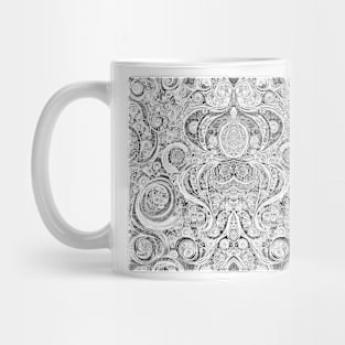 Grayscale Aesthetic Extraterrestrial Gray Man Engraving - Black and White Fractal Artwork Mug